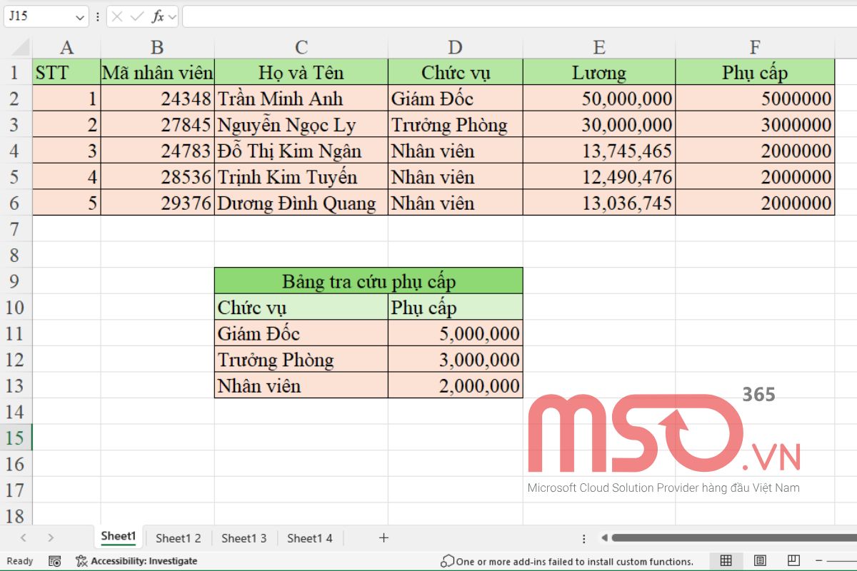 Hướng dẫn sử dụng hàm VLOOKUP Excel nâng cao