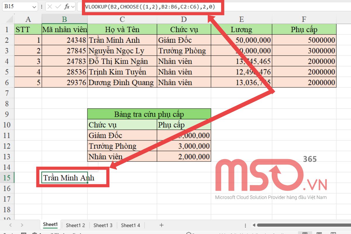 Hướng dẫn sử dụng hàm VLOOKUP Excel nâng cao