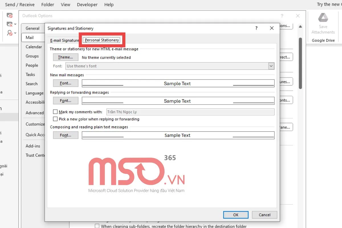Hướng dẫn cách đổi kiểu và kích thước font mặc định trong Outlook