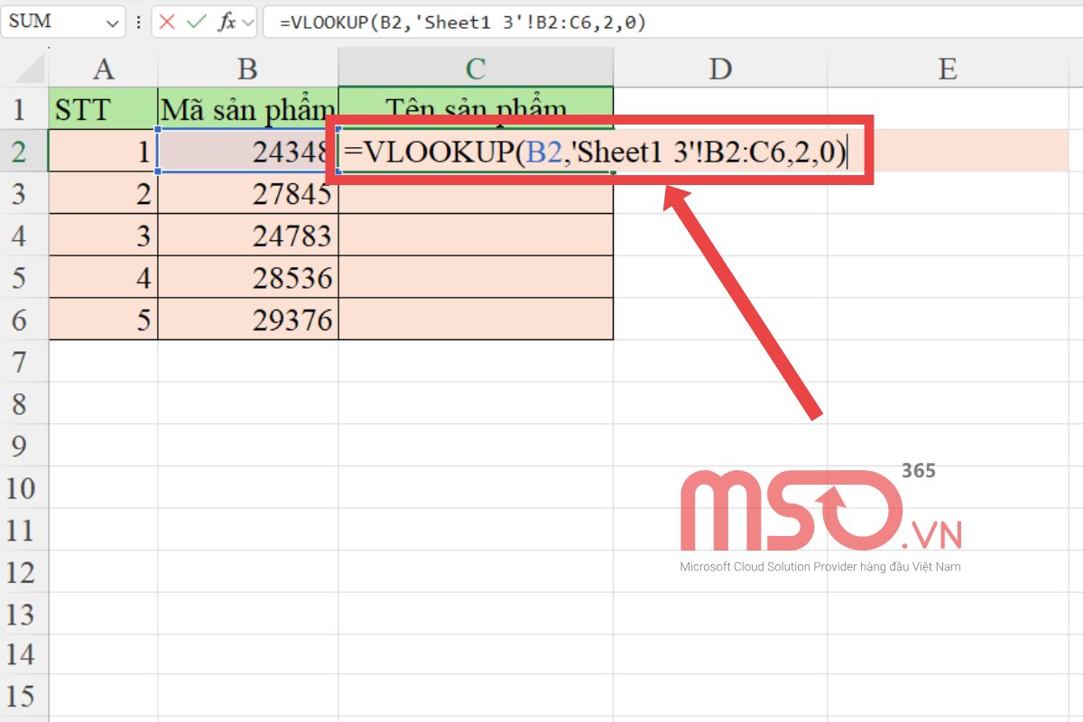 Hướng dẫn sử dụng hàm VLOOKUP - Ví dụ 4