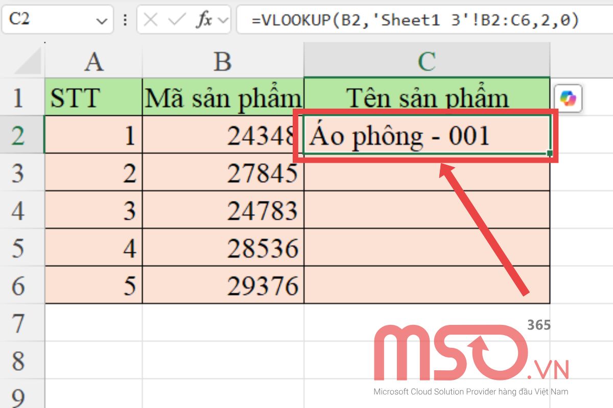 Hướng dẫn sử dụng hàm VLOOKUP - Ví dụ 4