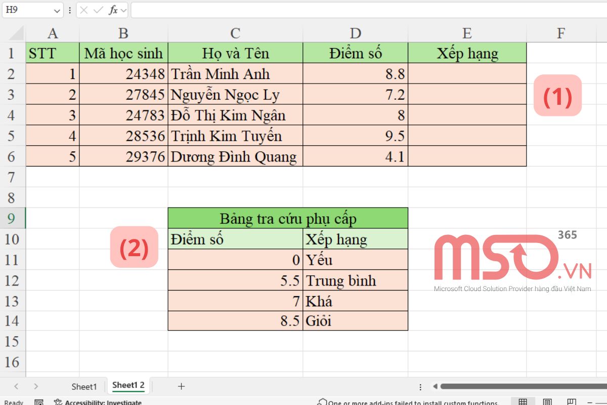 Hướng dẫn sử dụng hàm VLOOKUP - Ví dụ 2