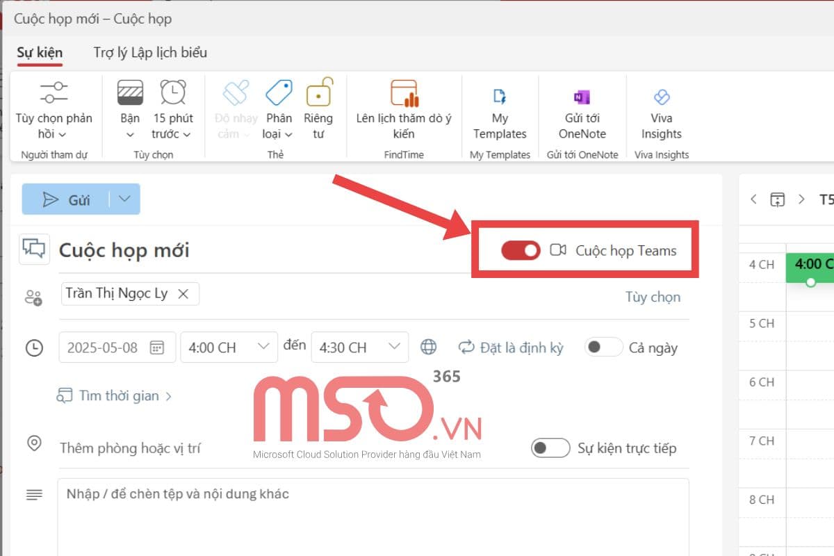 Kết nối với Microsoft Teams để lên lịch họp