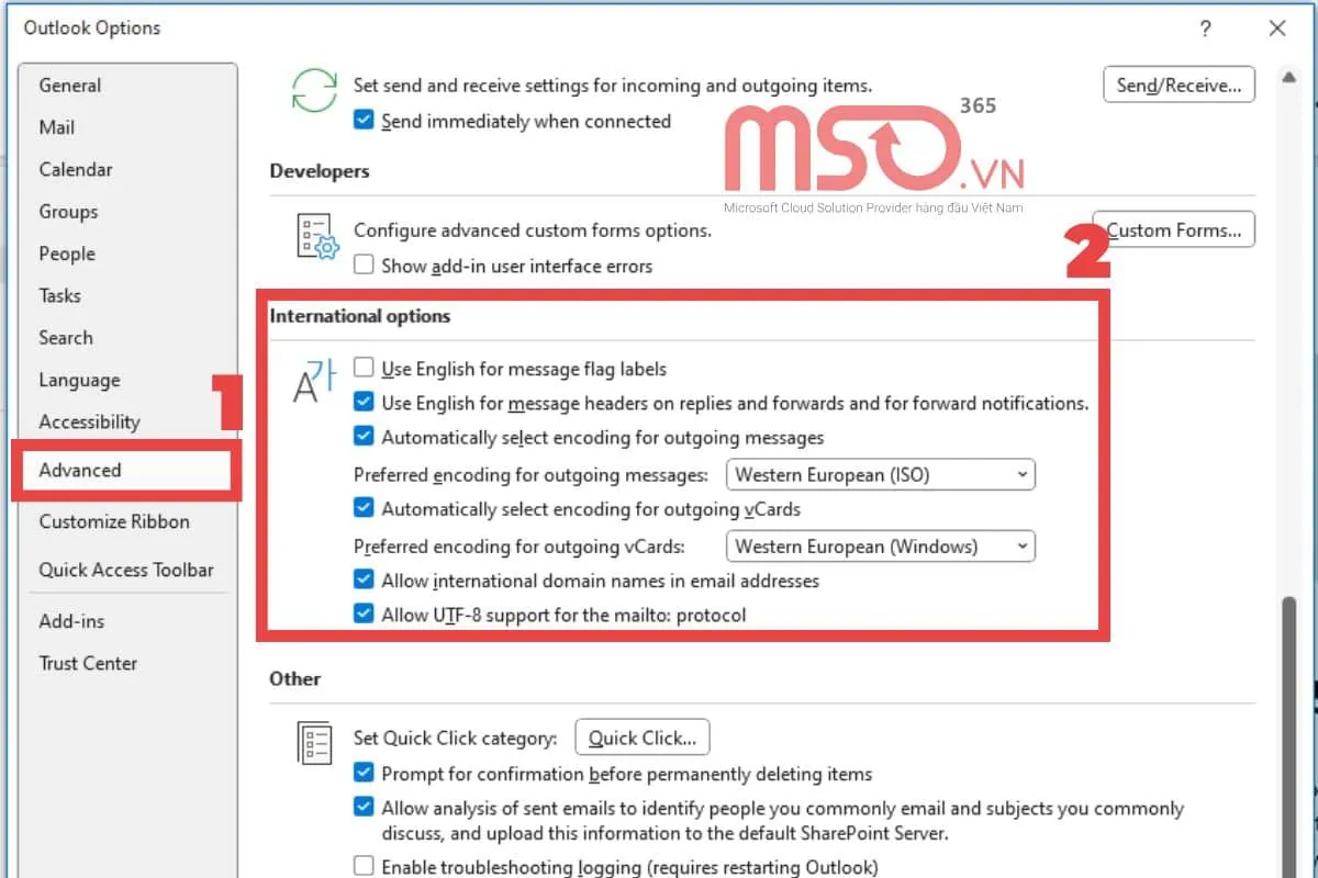 Kiểm tra tính năng mã hóa email trong Outlook