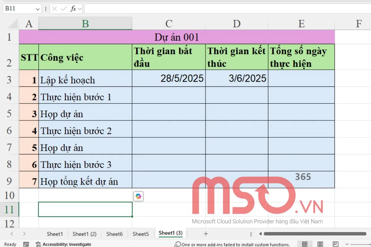 Cách sử dụng hàm tính số ngày trong Excel - hàm DAYS
