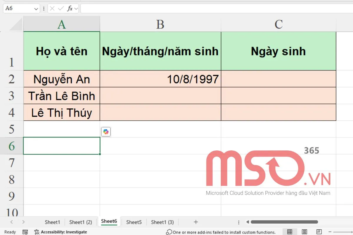 Cách sử dụng hàm tính số ngày trong Excel - hàm DAY