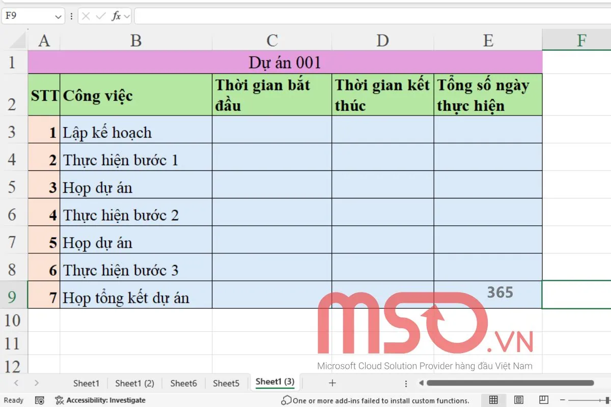 Cách sử dụng hàm tính số ngày trong Excel - hàm TODAY