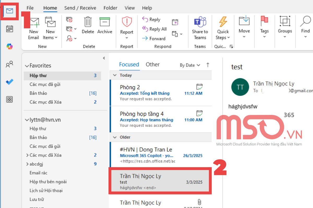 Tạo cuộc họp từ email trong Outlook