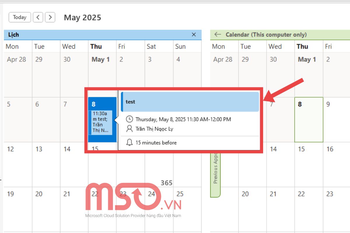 Tạo cuộc họp từ email trong Outlook