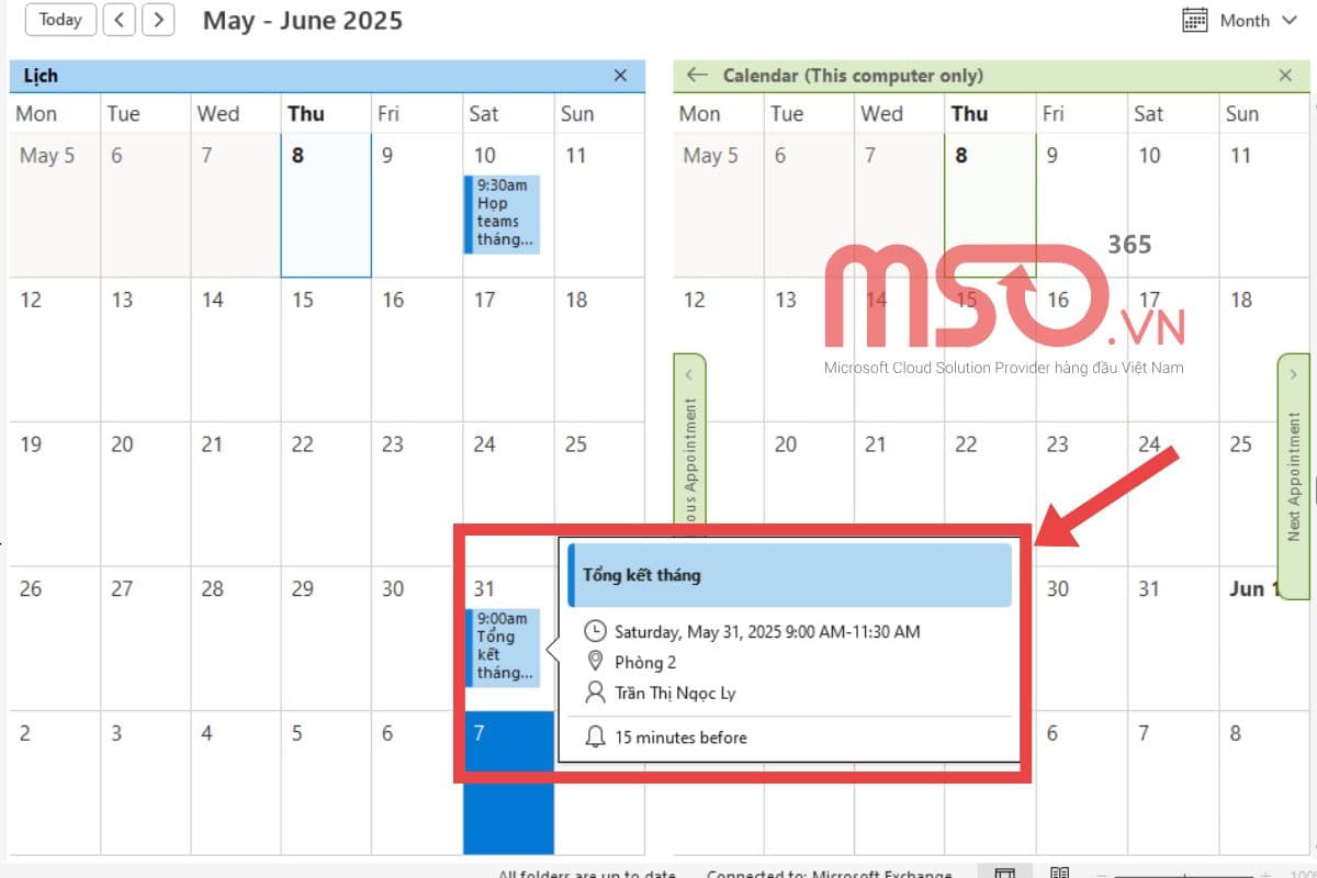 Tạo một cuộc hẹn trên Outlook Calendar