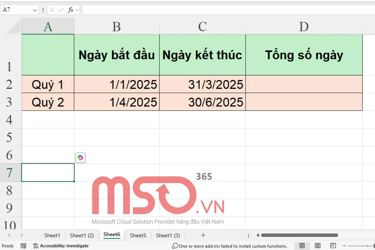 Cách tính số ngày trong Excel không cần hàm