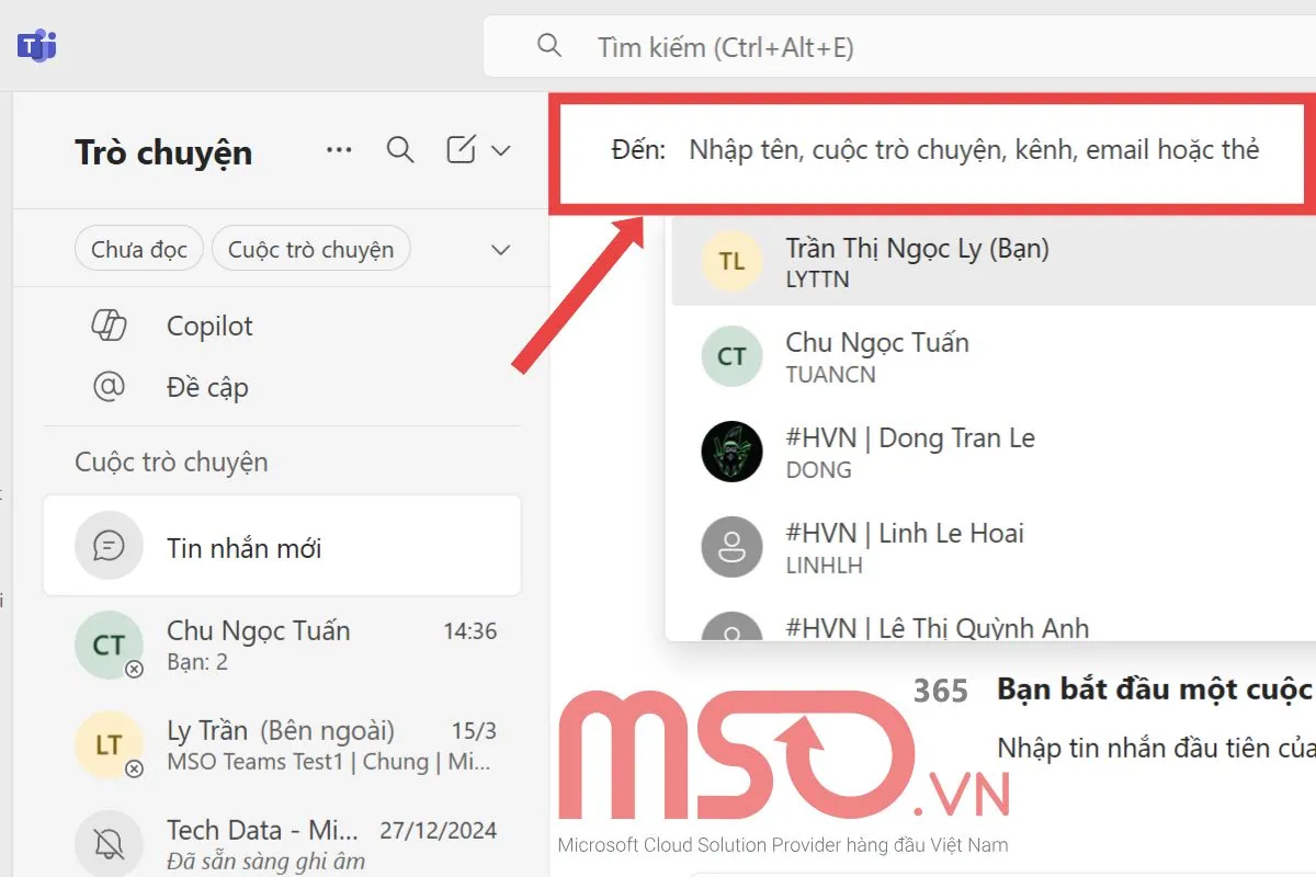 Trò chuyện, gọi video call trên MS Teams web