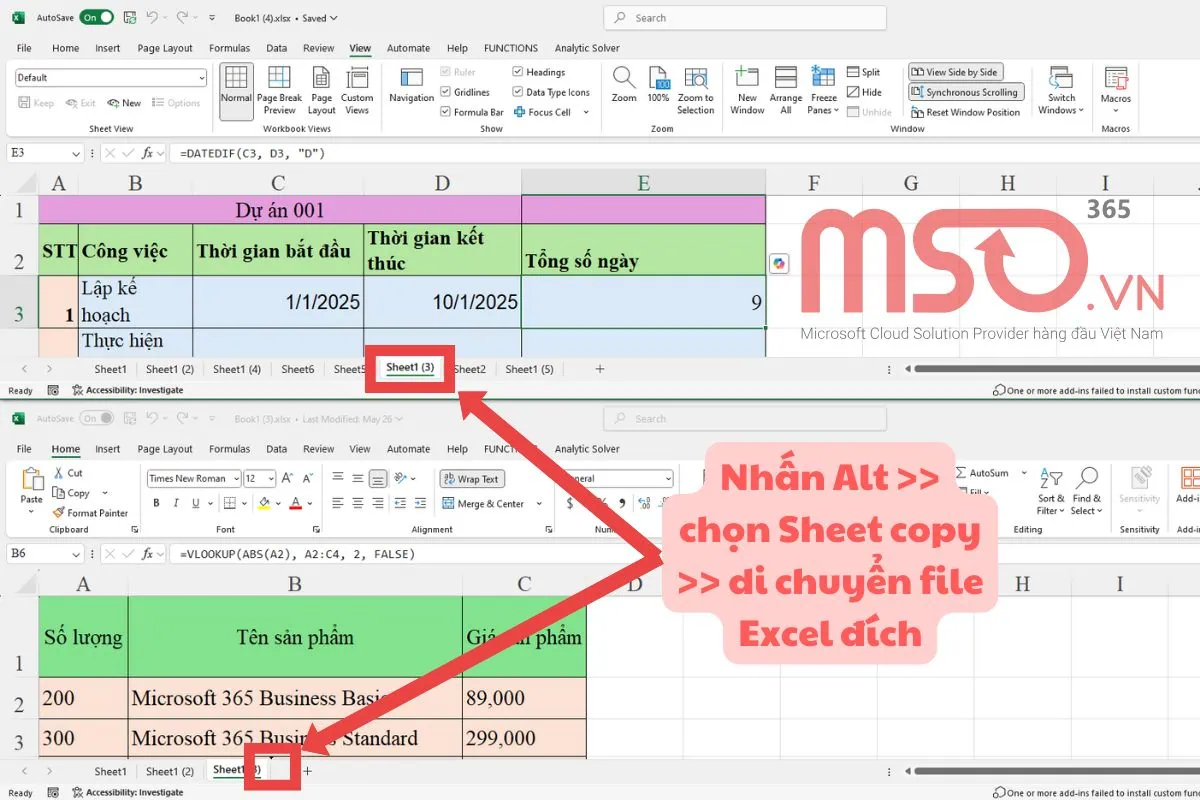 Các cách copy Sheet sang file Microsoft Excel khác