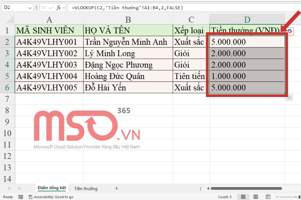 Cách dùng hàm VLOOKUP giữa 2 sheet để truy xuất dữ liệu