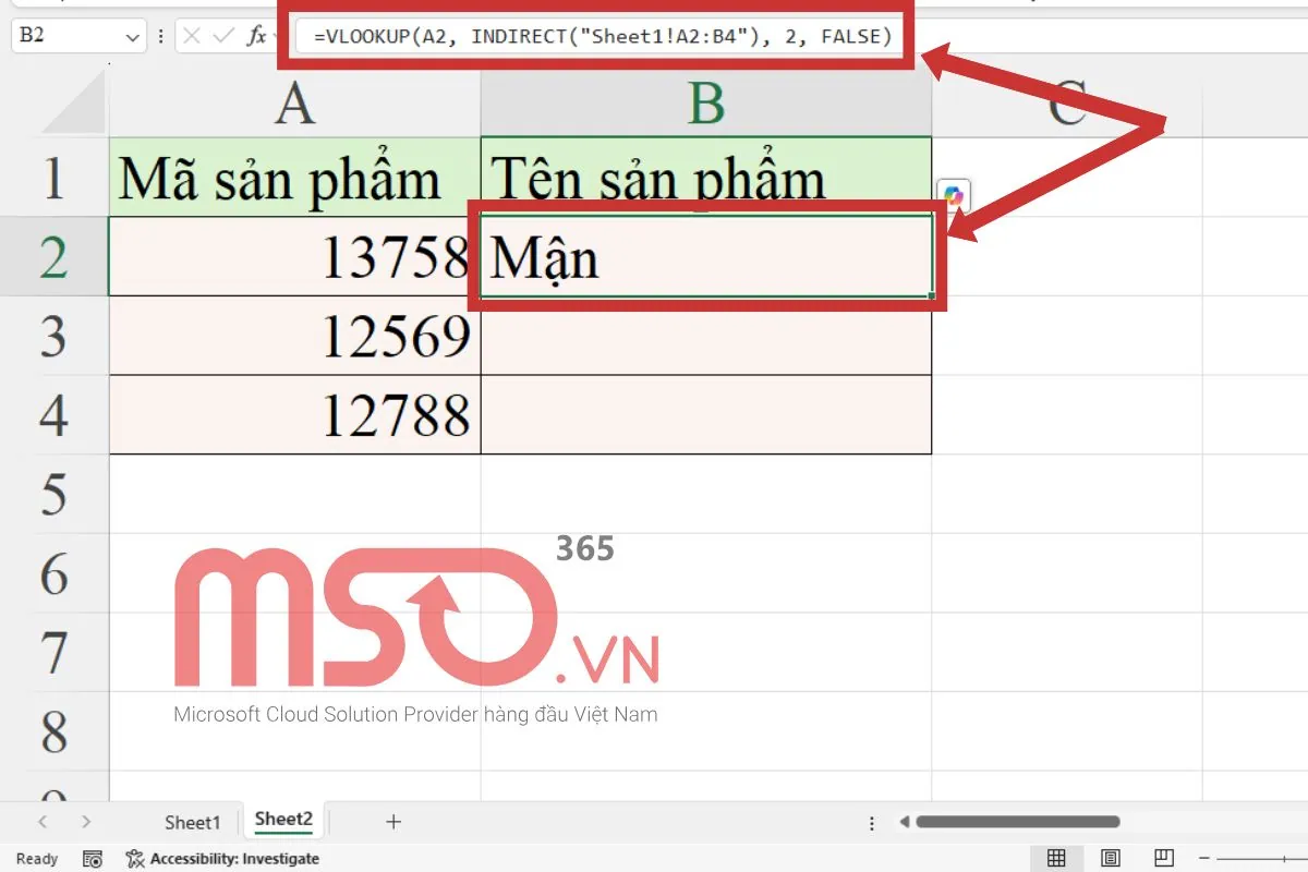 Cách dùng hàm VLOOKUP giữa 2 sheet kết hợp INDIRECT