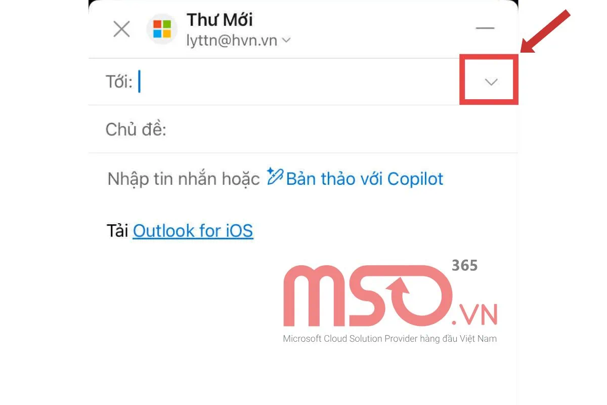 Cách gửi Bcc trong Outlook bằng điện thoại