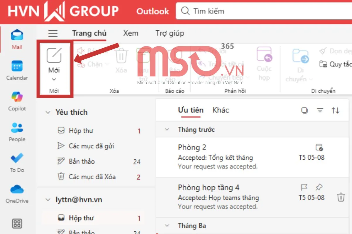 Cách hiển thị bcc trong Outlook mới trên máy tính