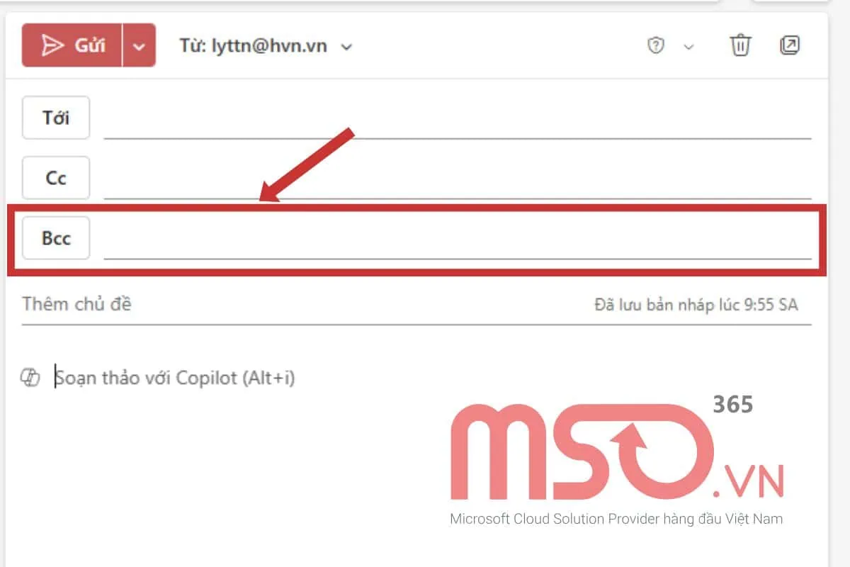 Cách hiển thị bcc trong Outlook mới trên máy tính