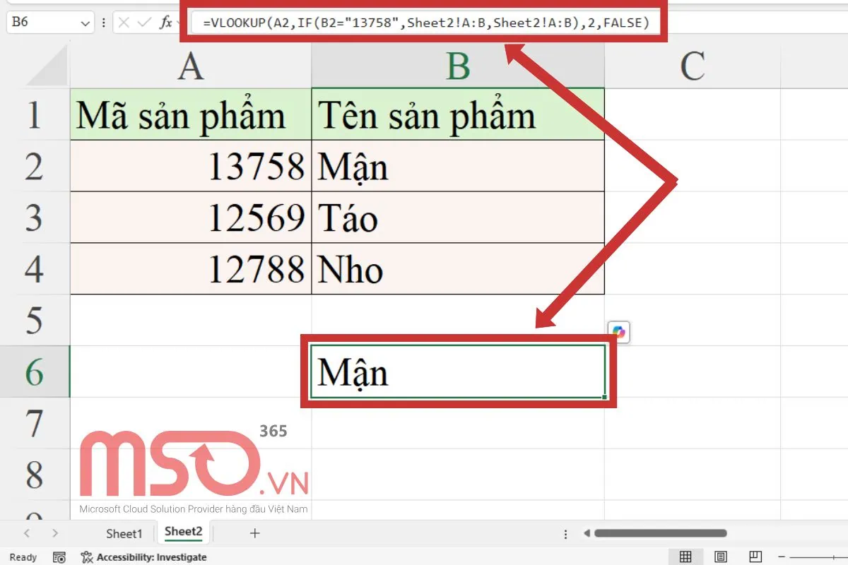 Cách kết hợp hàm VLOOKUP với IF
