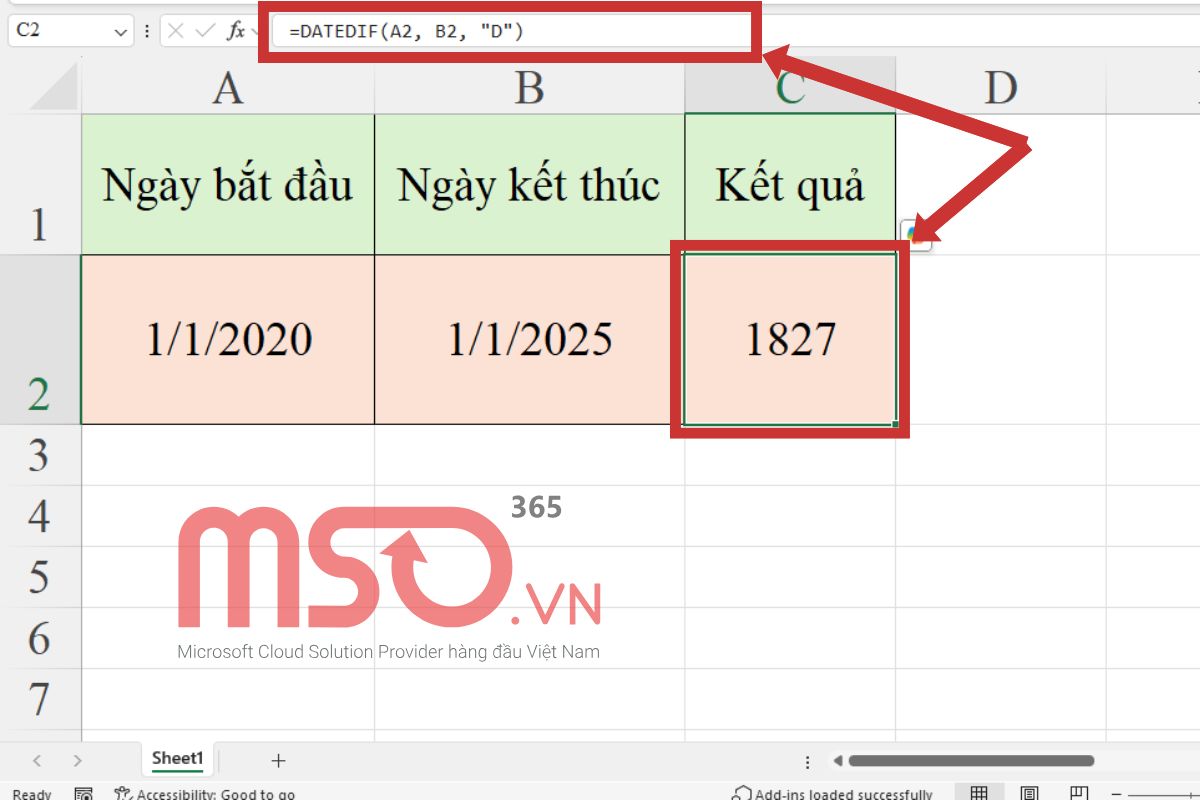 Ví dụ cách sử dụng hàm DATEDIF trong Excel cụ thể