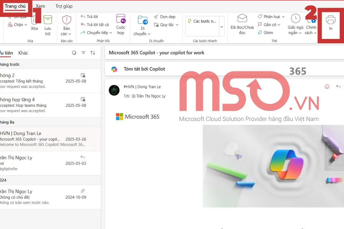 Các cách in nội dung email trong Outlook không mất chữ