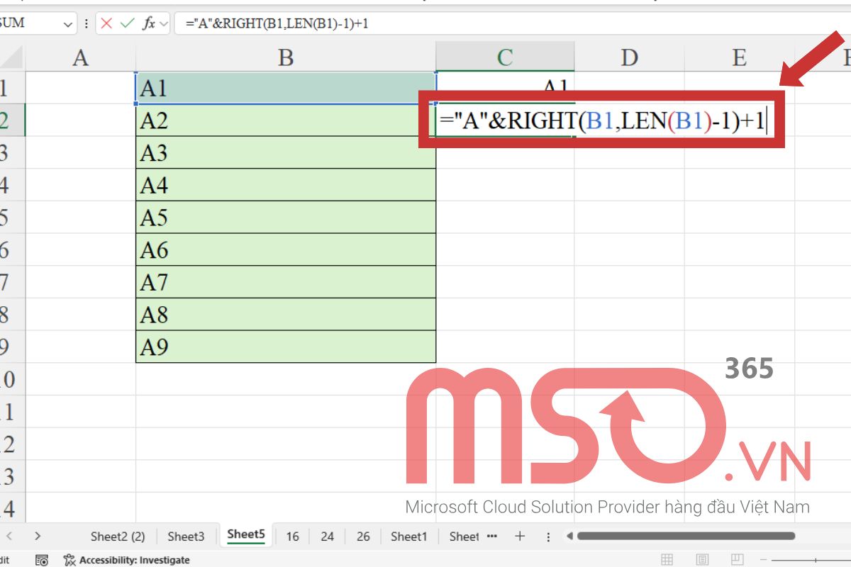 Cách đánh chữ thứ tự trong Excel với chữ kèm số
