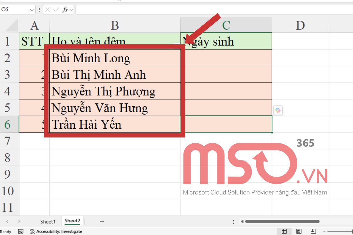 Cách đánh chữ trong Excel theo thứ tự bằng bộ lọc sắp xếp nhanh