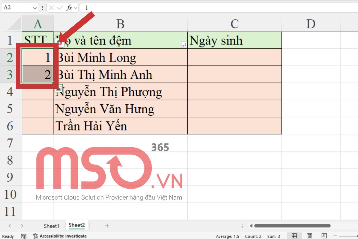 Hướng dẫn cách đánh số thứ tự trong Excel đơn giản nhất
