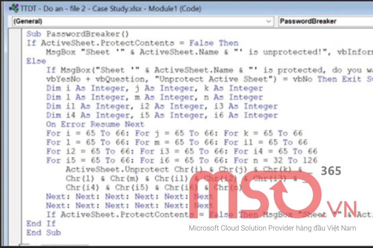 Cách mở khóa file Excel đã quên mật khẩu bằng đoạn script