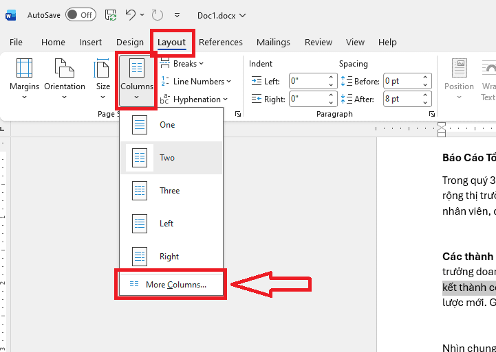 Cách thêm đường kẻ giữa các cột trong Microsoft Word