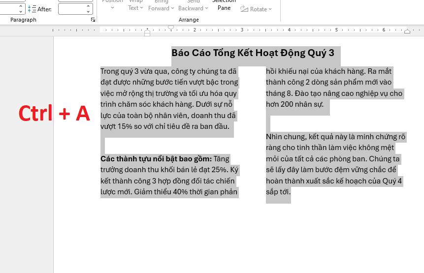 Cách xóa định dạng chia cột và quay lại trạng thái ban đầu
