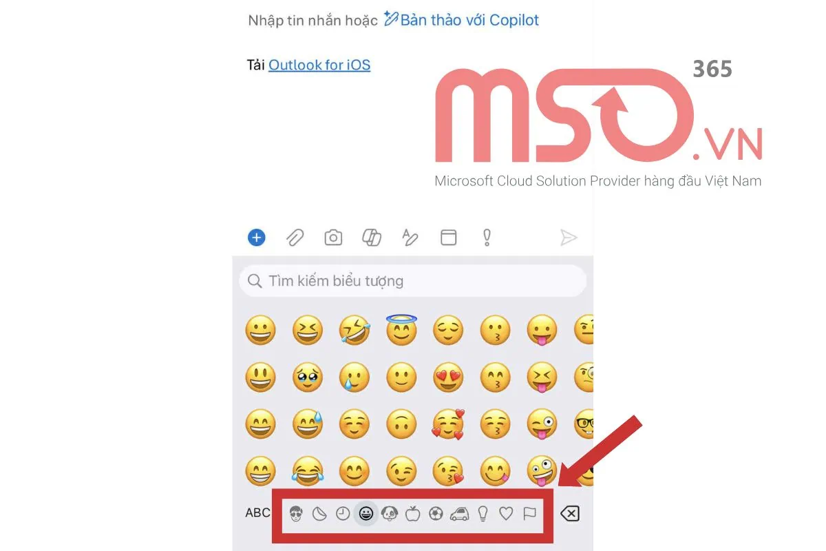 Hướng dẫn cách chèn icon trong Outlook trên điện thoại
