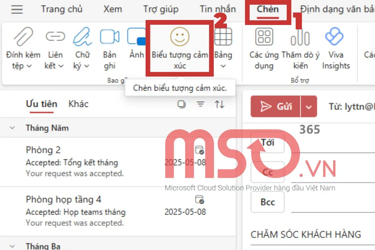 Hướng dẫn cách chèn icon trong Outlook trên máy tính