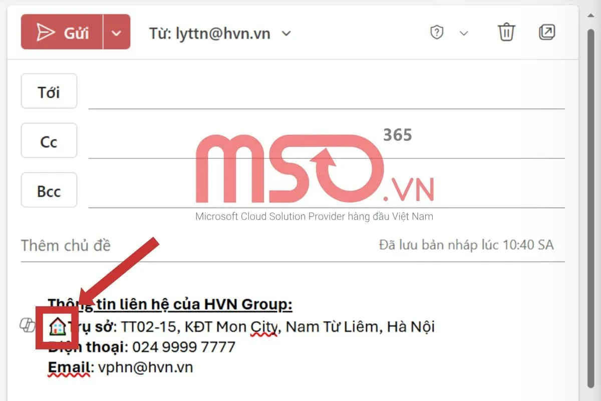 Hướng dẫn cách chèn icon vào email Outlook trên web