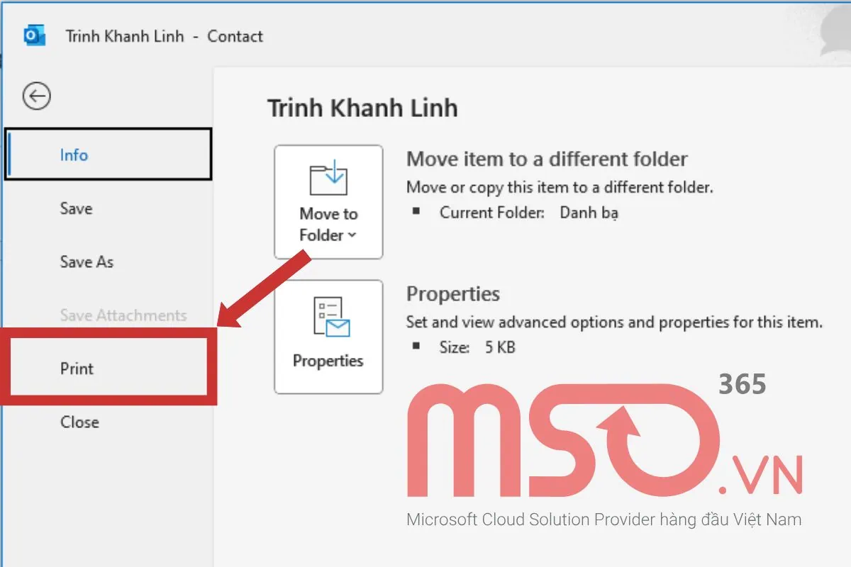 Hướng dẫn cách in email trong Outlook cổ điển
