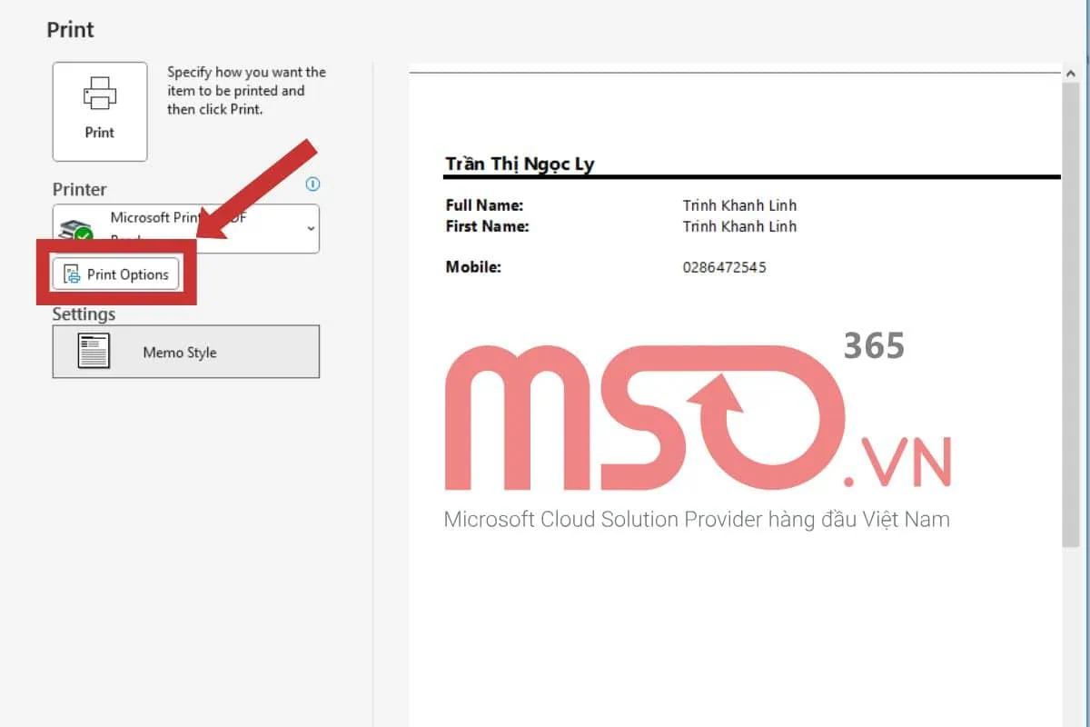 Hướng dẫn cách in email trong Outlook cổ điển