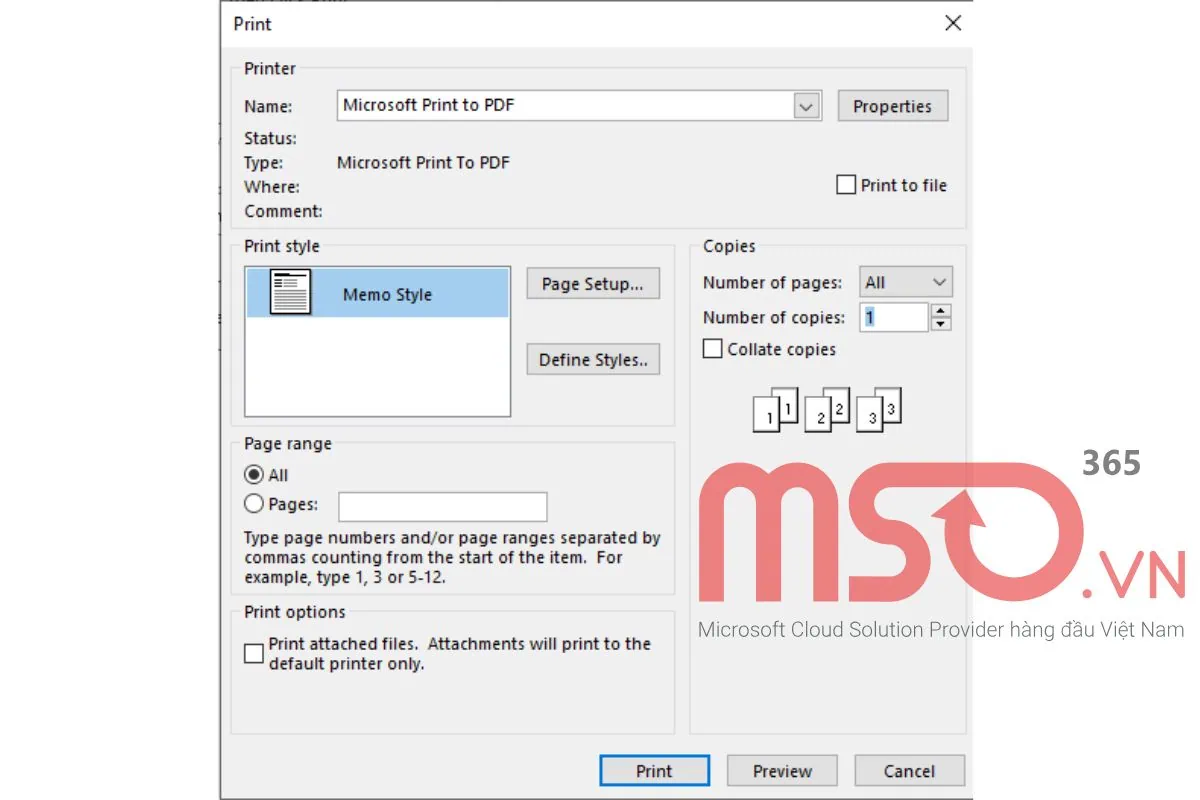 Hướng dẫn cách in email trong Outlook cổ điển