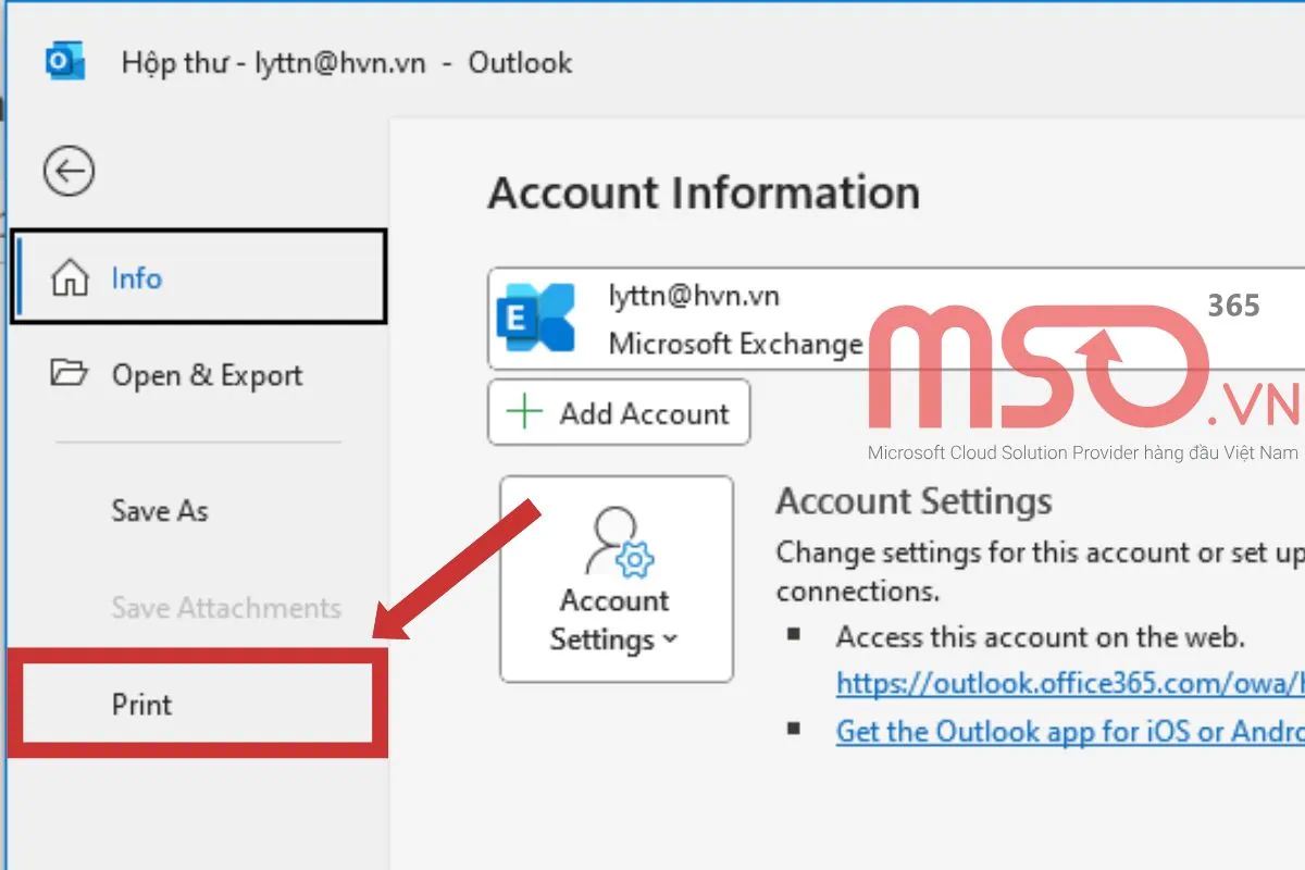 Hướng dẫn cách in email trong Outlook cổ điển