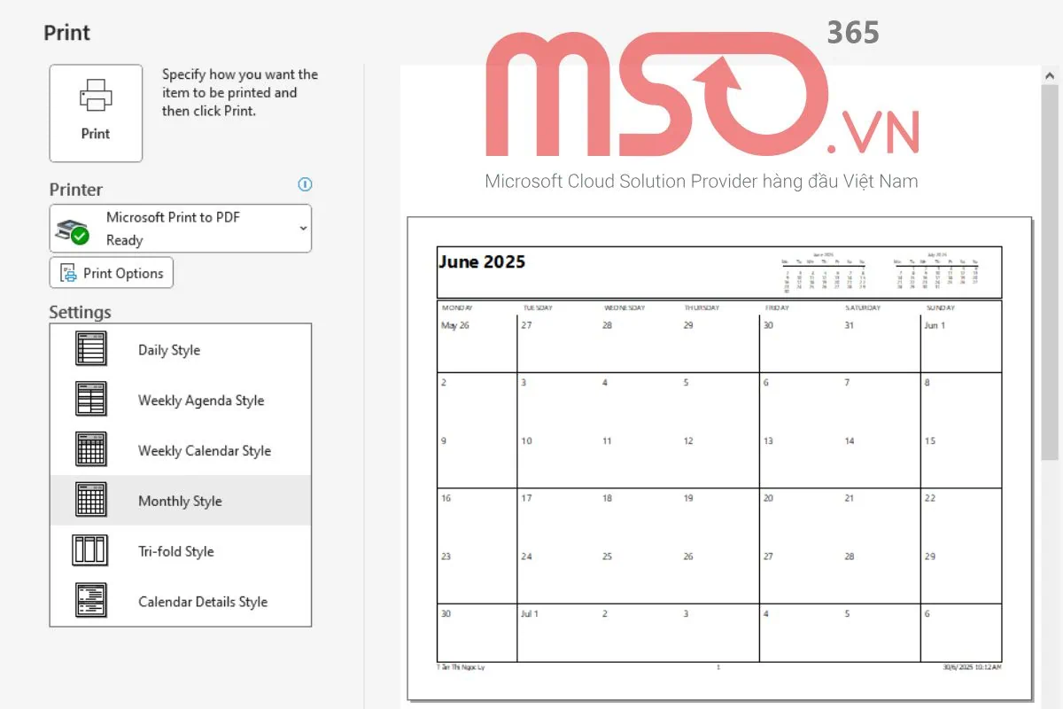 Hướng dẫn cách in email trong Outlook cổ điển