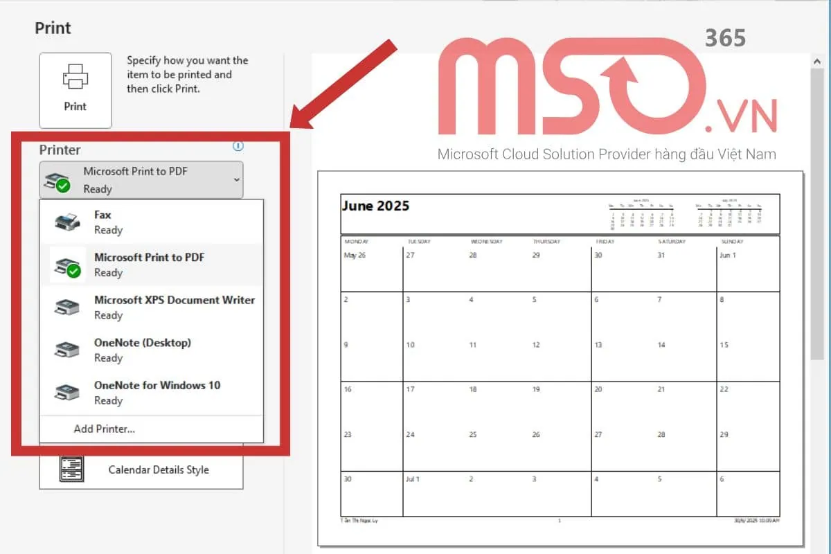 Hướng dẫn cách in email trong Outlook cổ điển
