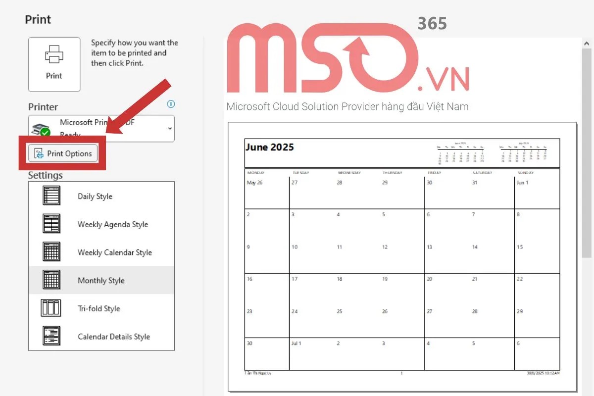Hướng dẫn cách in email trong Outlook cổ điển