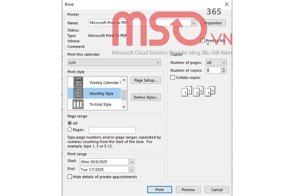 Hướng dẫn cách in email trong Outlook cổ điển