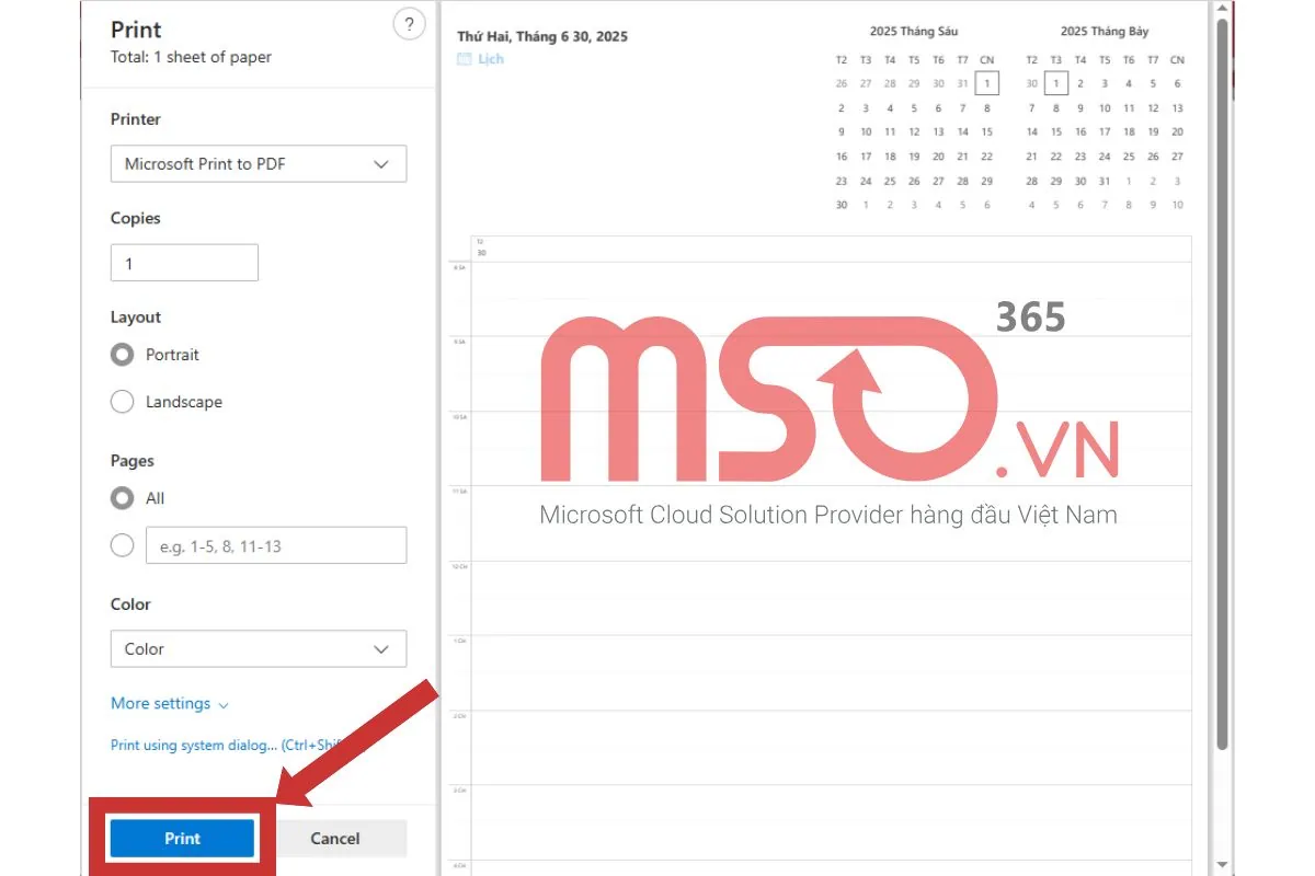 Hướng dẫn cách in email trong Outlook mới