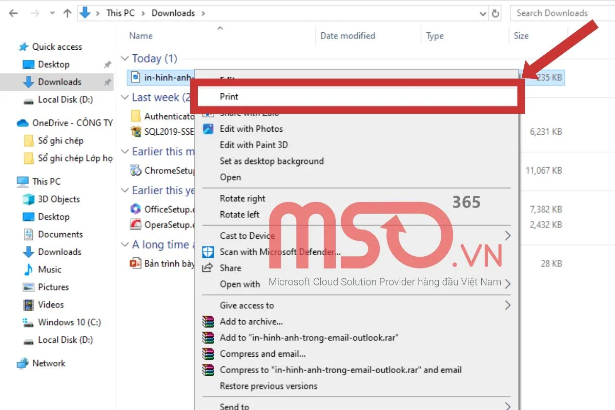 Hướng dẫn cách in email trong Outlook mới
