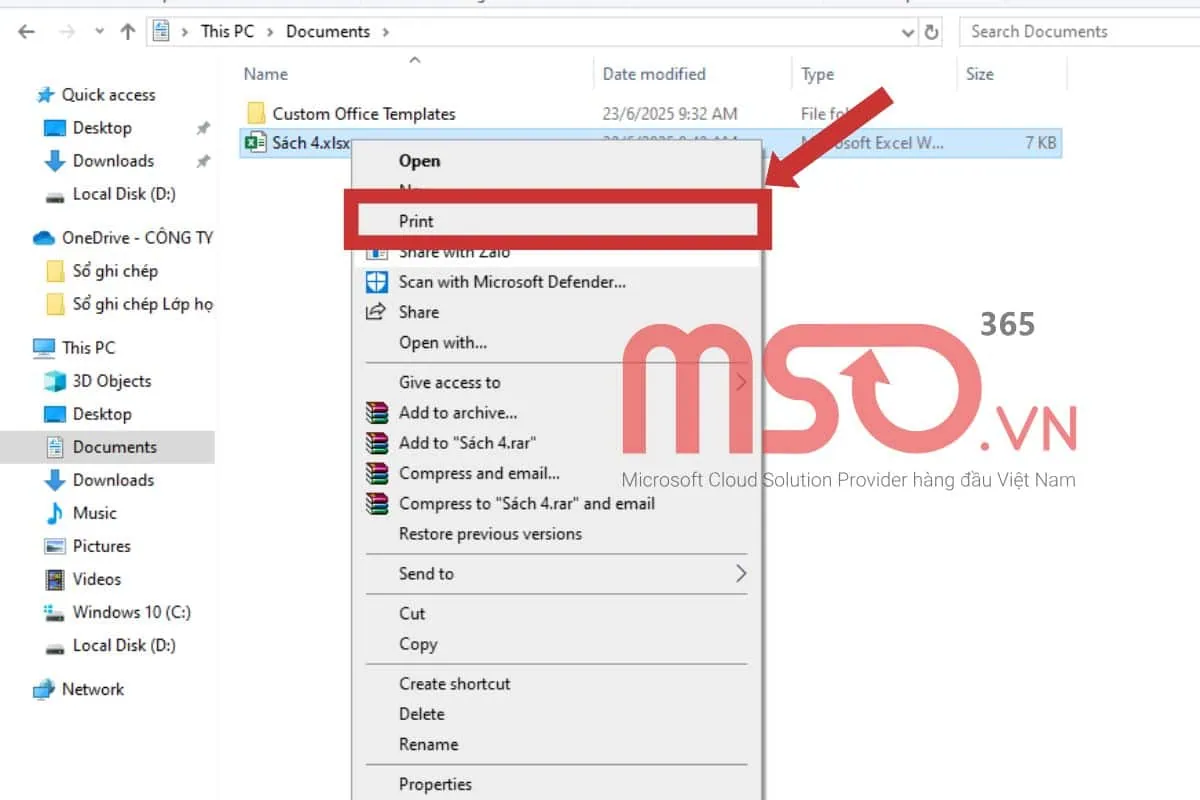 Hướng dẫn cách in email trong Outlook mới