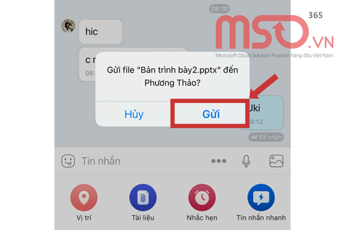 Hướng dẫn cách gửi PowerPoint qua Zalo trên điện thoại