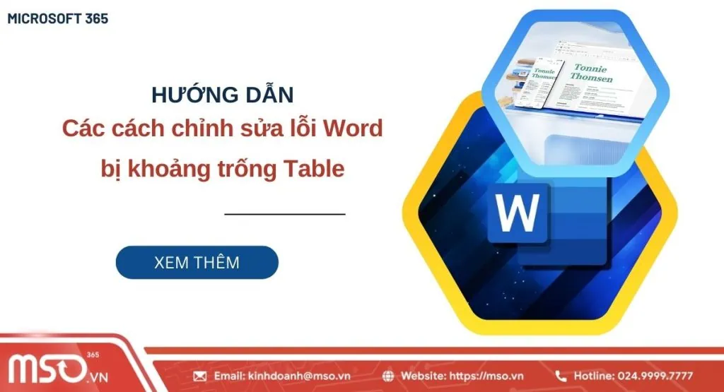 chỉnh sửa lỗi word bị khoảng trống table