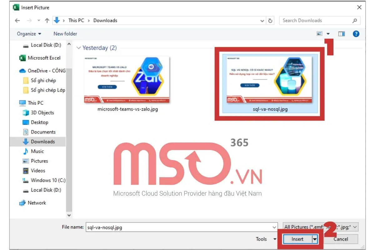 Hướng dẫn cách chèn hình vào Excel thủ công