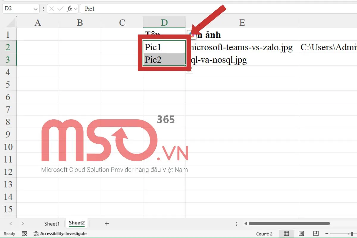Cách chèn nhiều hình ảnh cùng lúc vào ô Excel bằng Macro