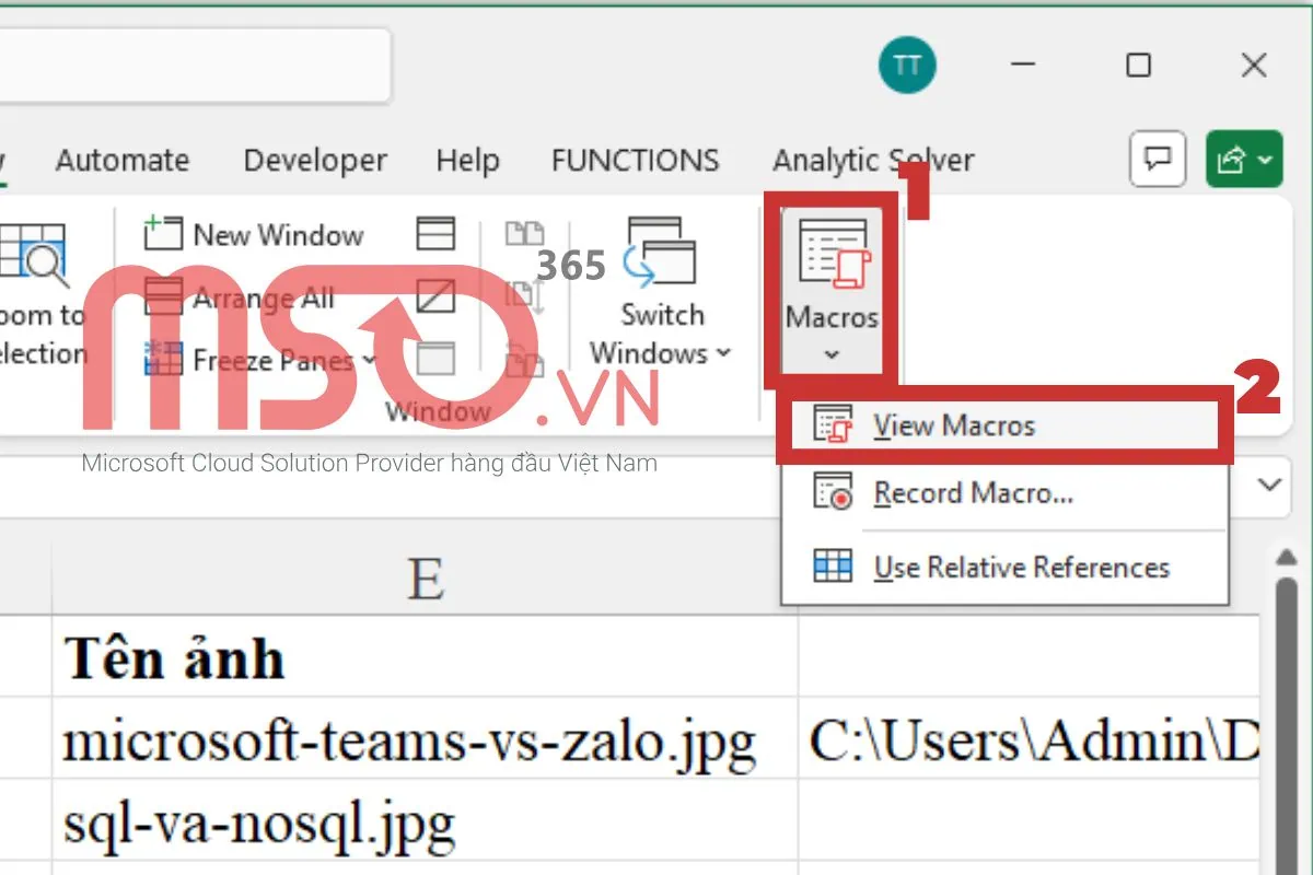 Cách chèn nhiều hình ảnh cùng lúc vào ô Excel bằng Macro